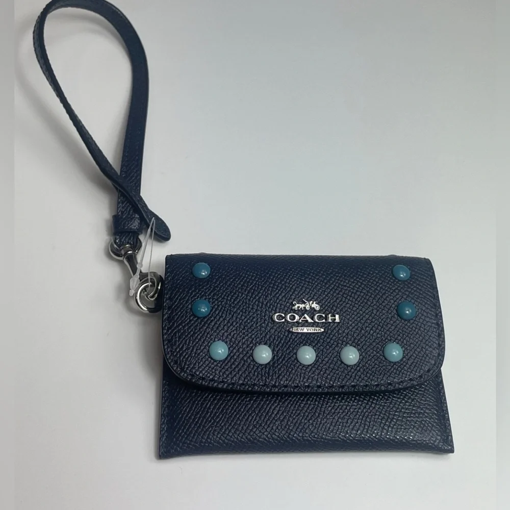 NWOT COACH Rainbow Rivets Card Holder Pouch